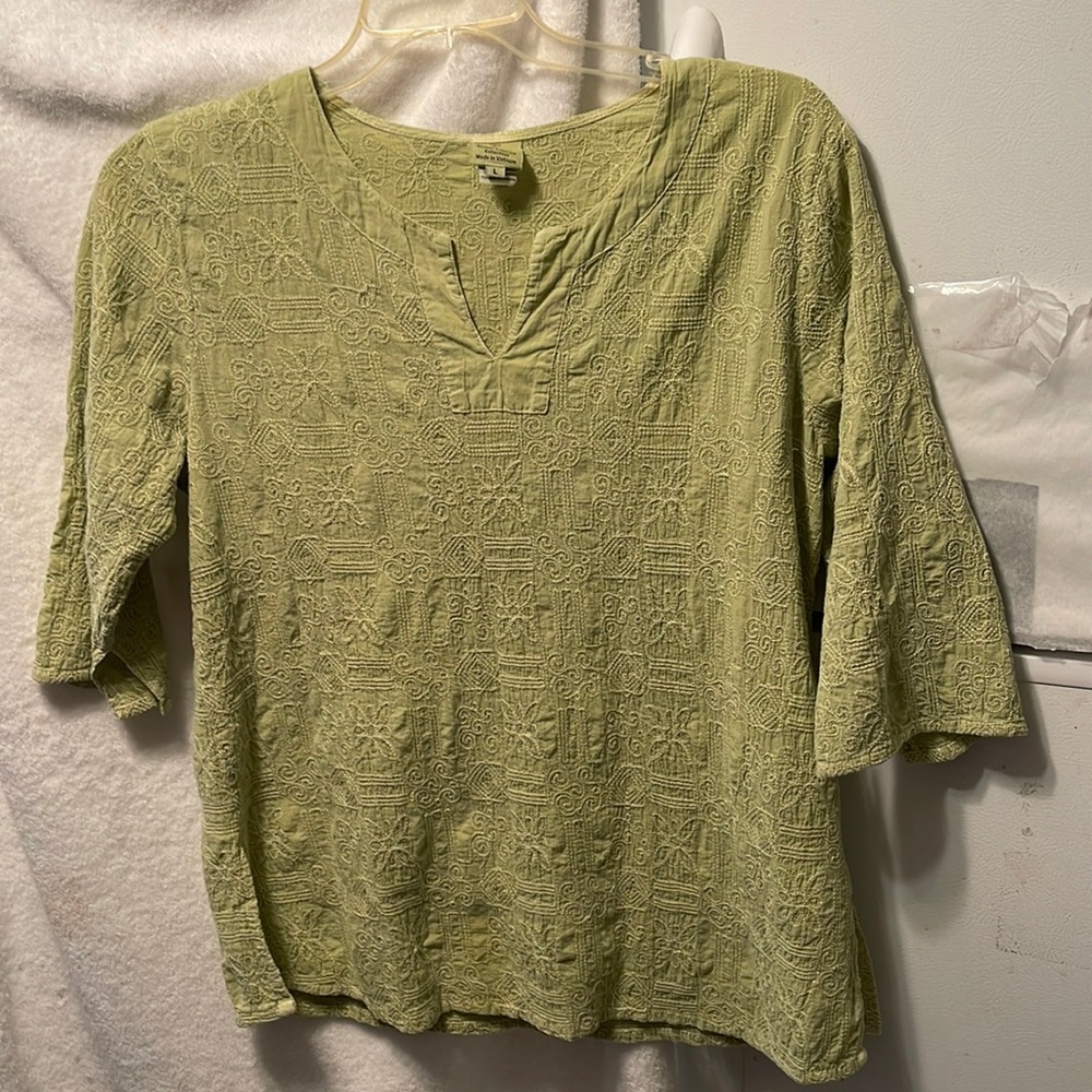 Focus Cotton Celery Green LS Tunic Size Large (14)